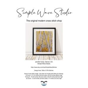 Autumn Aspen Trees Forest‎ Fall Orange Landscape Counted Cross Stitch Pattern